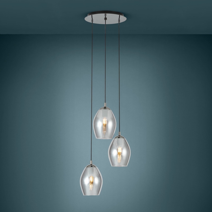 Eglo - Suspension filaire 3xE27/60W/230V fumé