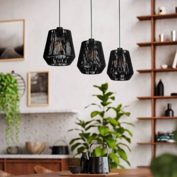 Eglo - Suspension filaire 3xE27/60W/230V noir