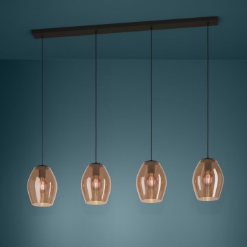 Eglo - Suspension filaire 4xE27/40W/230V marron