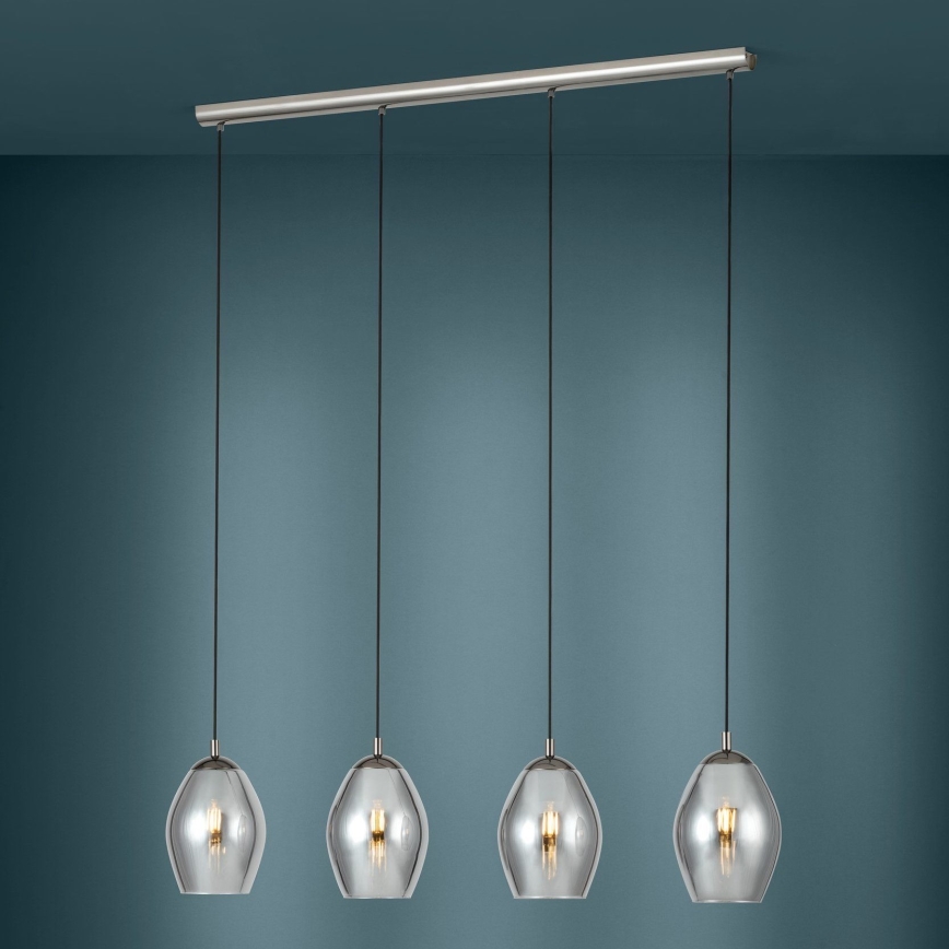 Eglo - Suspension filaire 4xE27/60W/230V fumé