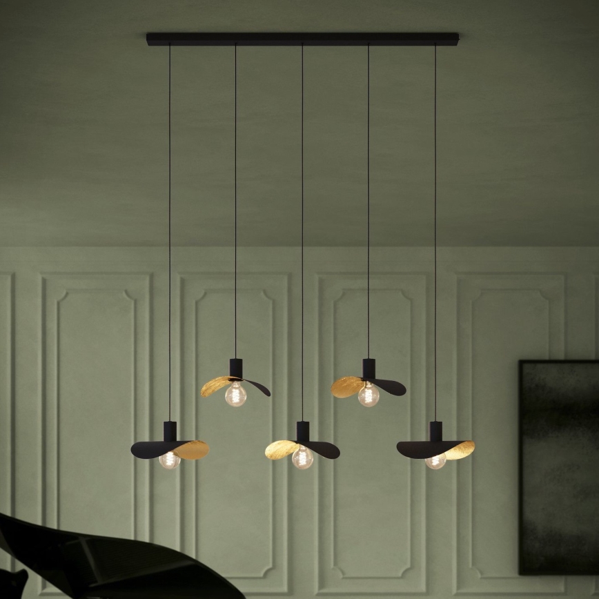 Eglo - Suspension filaire 5xE27/40W/230V noir/doré
