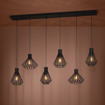 Eglo - Suspension filaire 6xE27/40W/230V noir