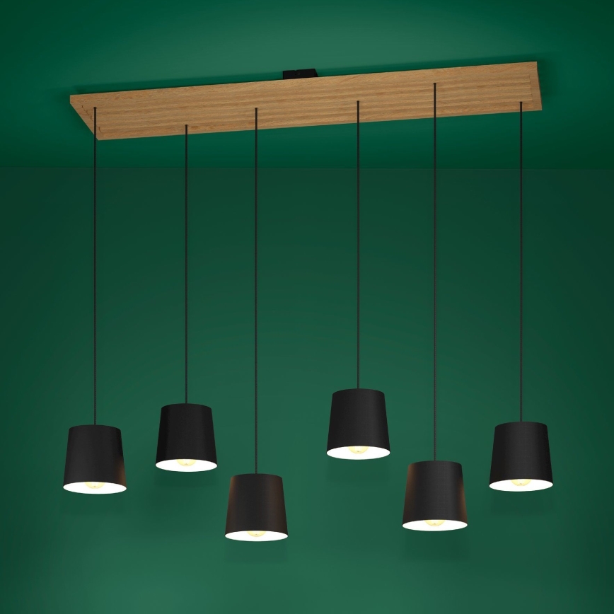 Eglo - Suspension filaire 6xE27/40W/230V noir/marron