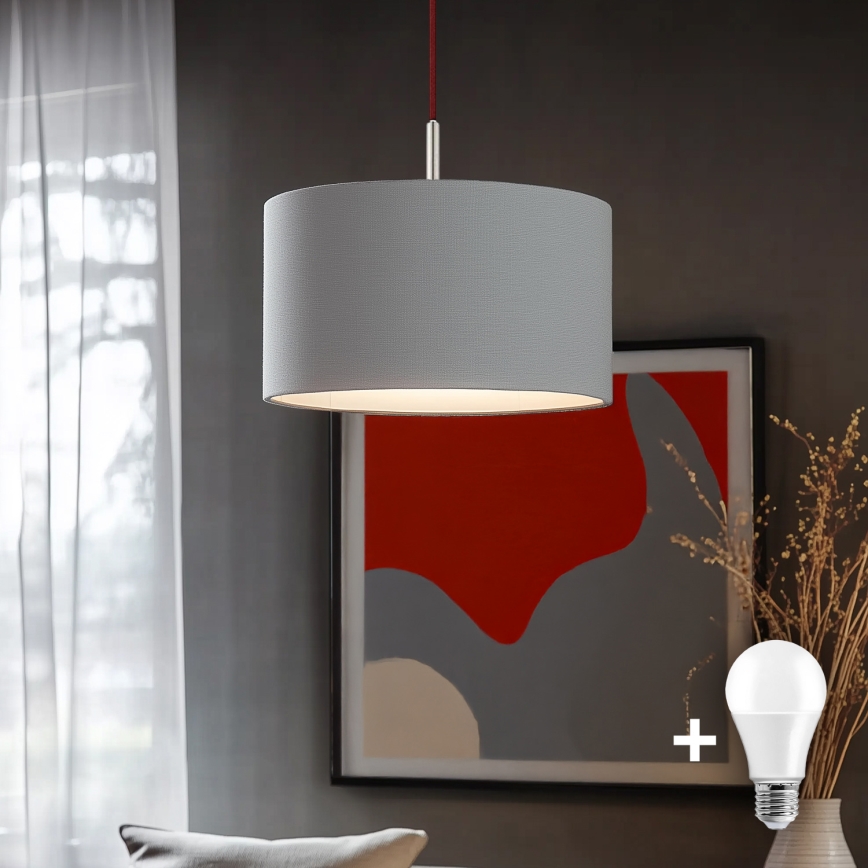 Eglo - Suspension filaire LED TUNJA 1xE27/60W/230V gris