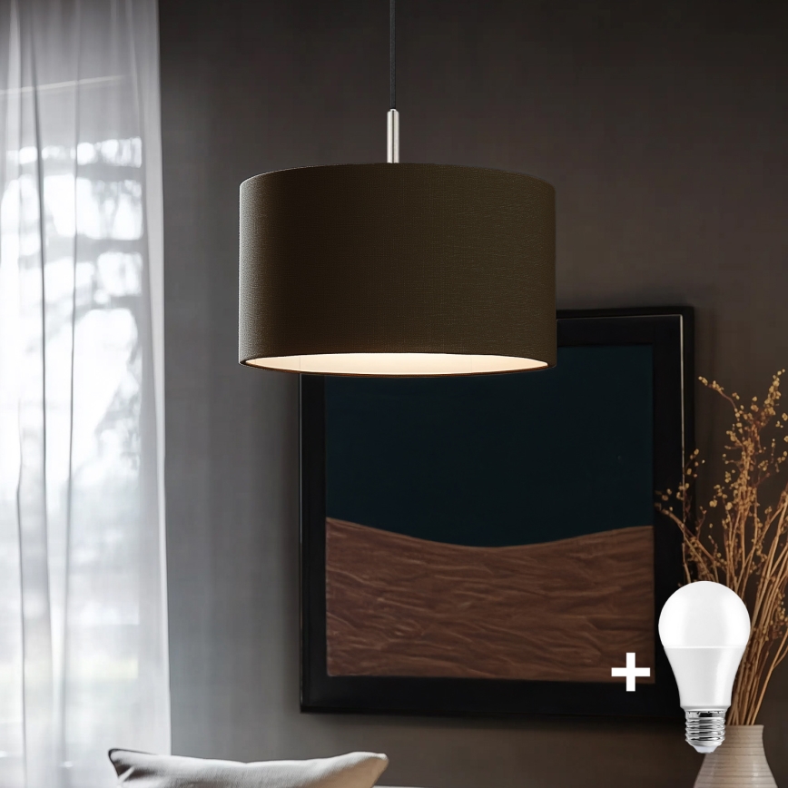 Eglo - Suspension filaire LED TUNJA 1xE27/60W/230V marron