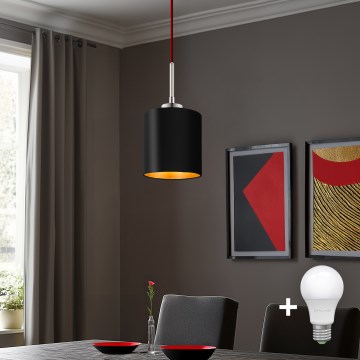 Eglo - Suspension filaire LED TUNJA 1xE27/60W/230V noir