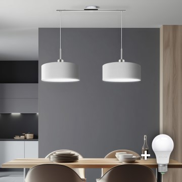 Eglo - Suspension filaire LED TUNJA 2xE27/60W/230V blanc