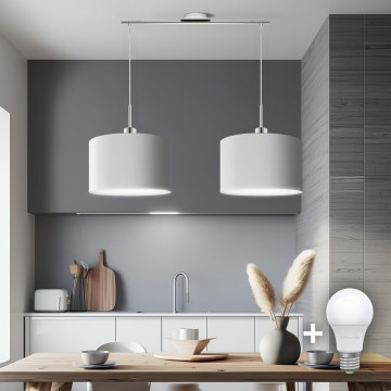 Eglo - Suspension filaire LED TUNJA 2xE27/60W/230V blanc