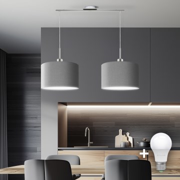 Eglo - Suspension filaire LED TUNJA 2xE27/60W/230V gris