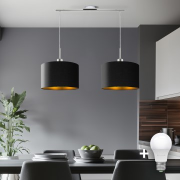Eglo - Suspension filaire LED TUNJA 2xE27/60W/230V noir