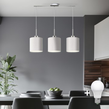 Eglo - Suspension filaire LED TUNJA 3xE27/60W/230V blanc
