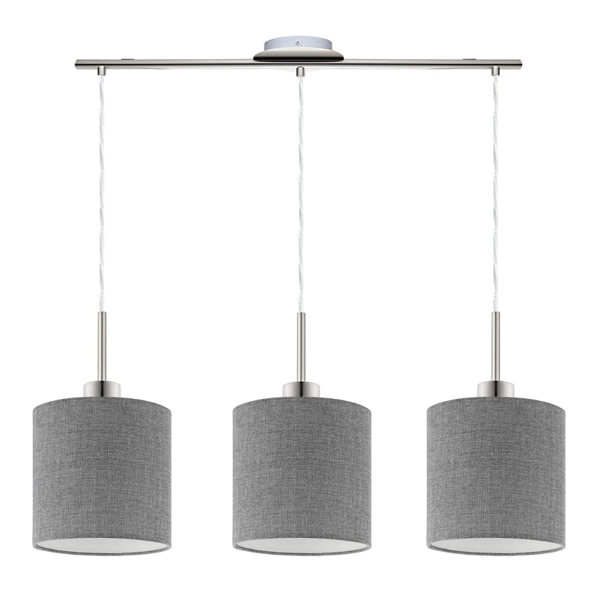 Eglo - Suspension filaire LED TUNJA 3xE27/60W/230V gris