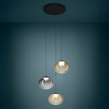 Eglo - Suspension LED dimmable sur câble 3xLED/5,8W/230V 2200-6500K noir/beige/fumé + télécommande