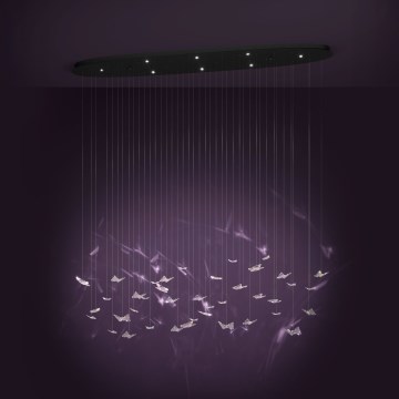 Eglo - Suspension LED dimmable sur câble, 8 × LED / 4,2 W / 230 V, noir/transparent