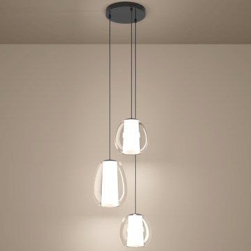 Eglo - Suspension LED dimmable sur câble LED/7W/230V + 2xLED/5,5W + 3xLED/1,6W 2200-6500K chrome noir