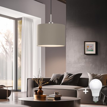 Eglo - Suspension LED sur câble TUNJA 1xE27/60W/230V taupe