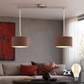 Eglo - Suspension LED sur câble TUNJA 2xE27/60W/230V chrome mat/marron