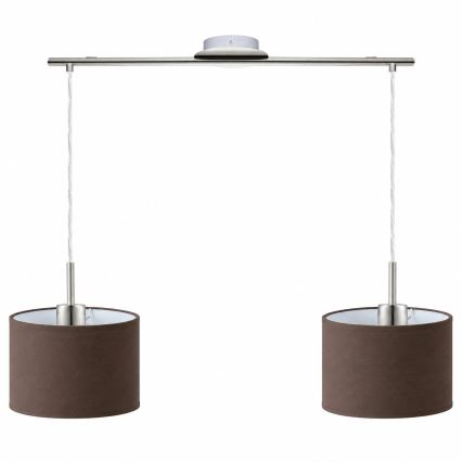 Eglo - Suspension LED sur câble TUNJA 2xE27/60W/230V chrome mat/marron