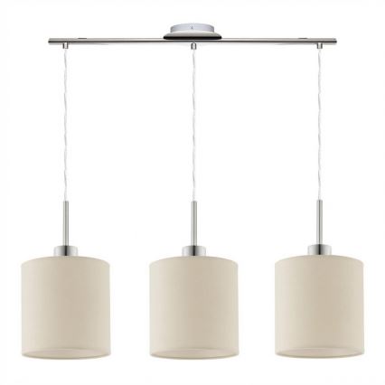 Eglo - Suspension LED sur câble TUNJA 3xE27/60W/230V crème