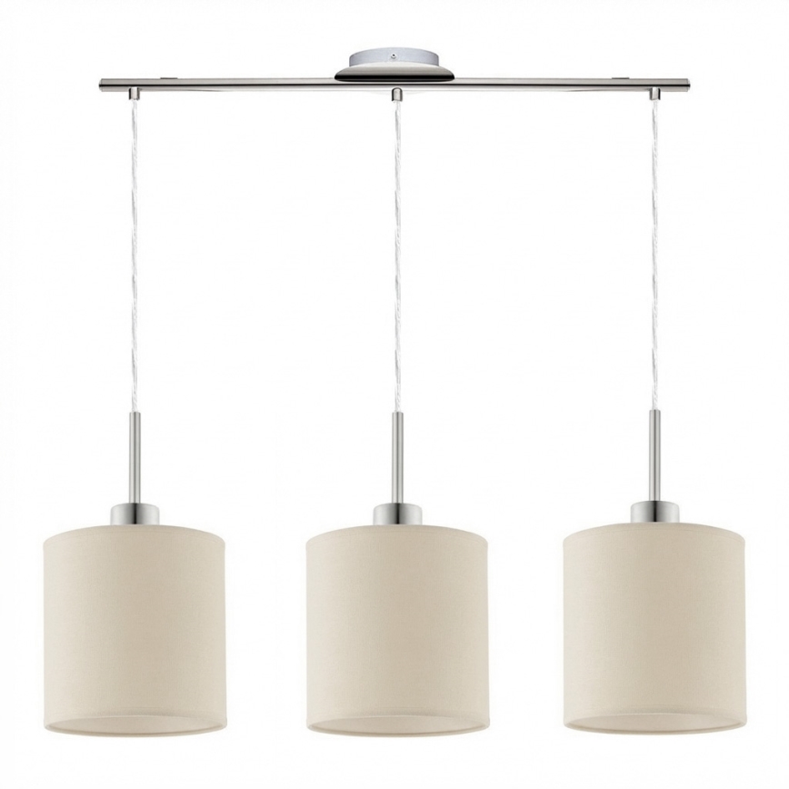Eglo - Suspension LED sur câble TUNJA 3xE27/60W/230V crème