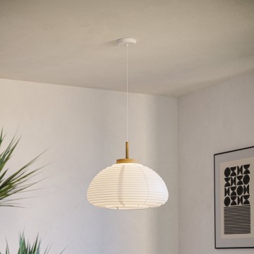 Eglo - Suspension sur câble 1xE27/40W/230V Ø 40 cm blanc/beige