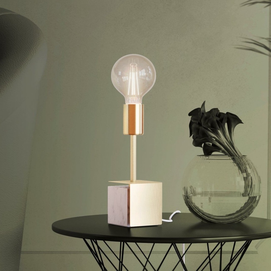 Eglo - Tafellamp 1xE27/40W/230V goud/wit marmer