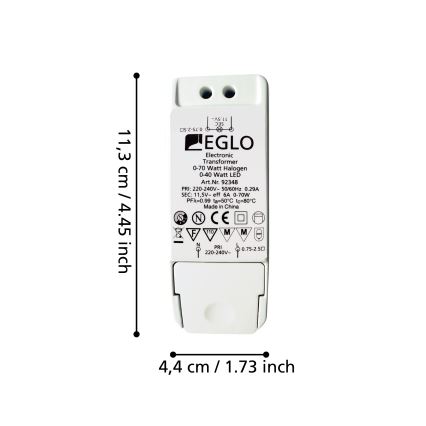 Eglo - Transformateur électrique 70W/230V/11,5V AC