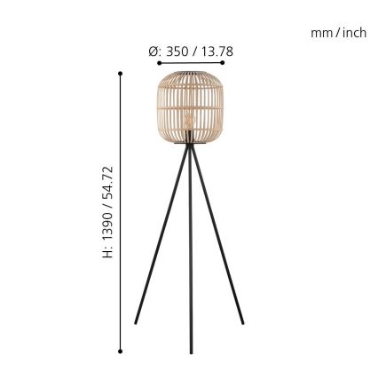 Eglo - Vloerlamp BORDESLEY 1x E27 / 28W / 230V