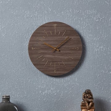 Eglo - Wand klok 1xAA diameter 30 cm bruin