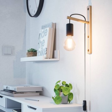 Eglo - Wandlamp 1xE27/10W/230V rubber vijg bruin/zwart