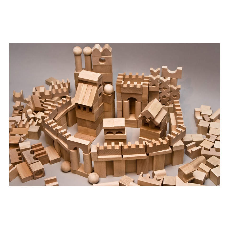 EkoToys - Blocs en bois naturel 220 pcs