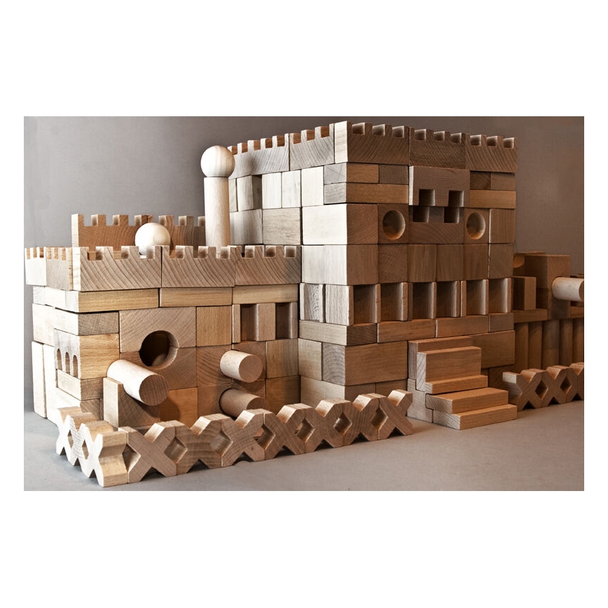 EkoToys - Houten blokken natuurlijk 220 stuks