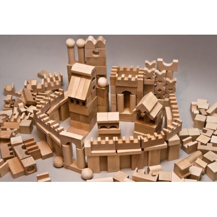 EkoToys - Houten blokken natuurlijk 220 stuks
