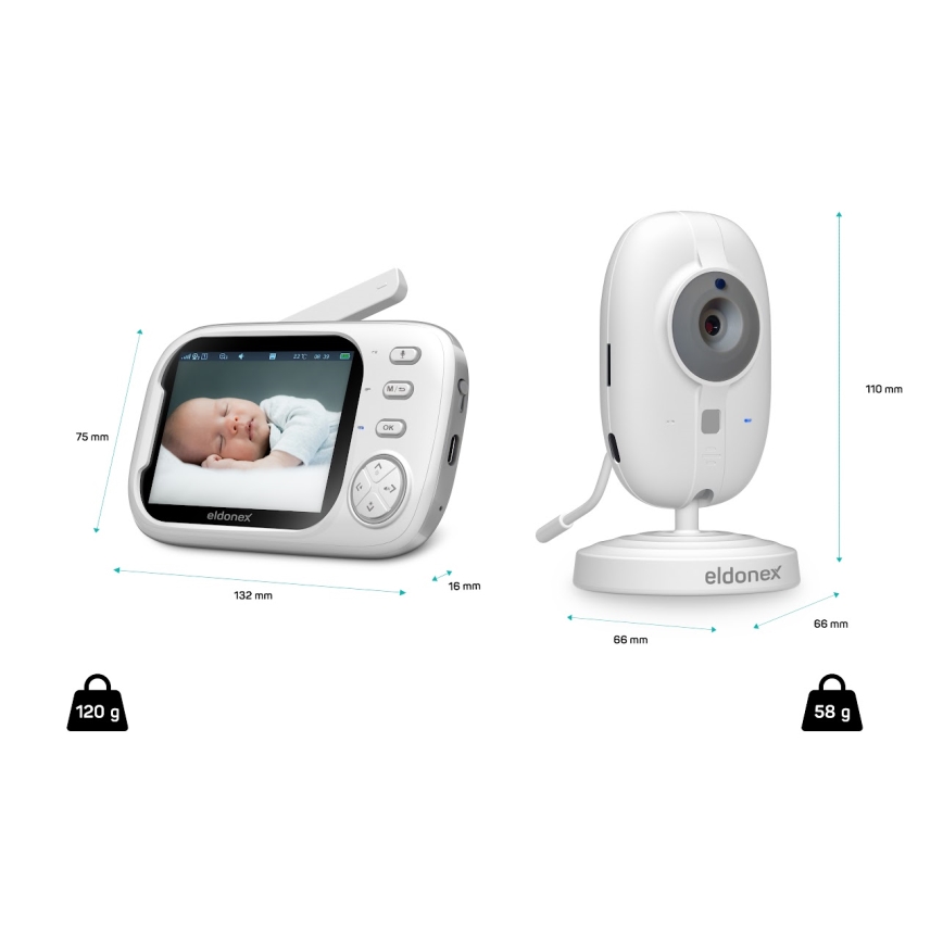 ELDONEX EBM-1010-WH - Babyfoon met monitor 5V/2000 mAh