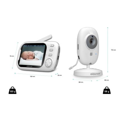 ELDONEX EBM-1010-WH - Babyphone caméra 5V/2000 mAh