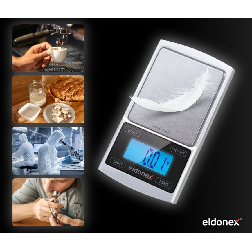 ELDONEX EKS-4040-SL - Balance de haute précision 2xCR2032 argent