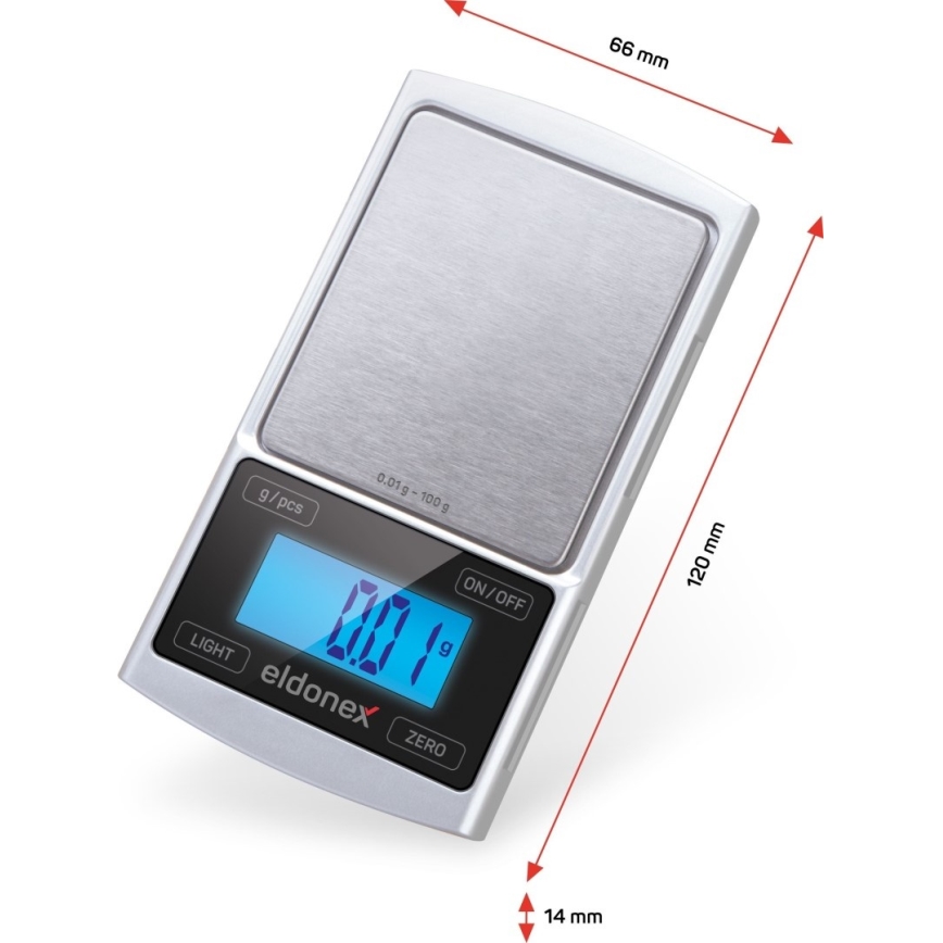 ELDONEX EKS-4040-SL - Balance de haute précision 2xCR2032 argent