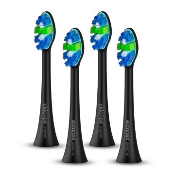 ELDONEX ETB-0002-BK - Lot de 4 têtes de rechange SENSITIVE pour brosse à dents SonicPro, noires