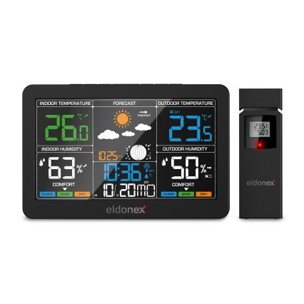 ELDONEX EWS-1010-BK - Weerstation met LCD scherm 2xAAA zwart