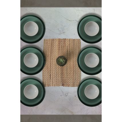 Élégant ensemble de vaisselle 18 pièces en céramique, vert et blanc