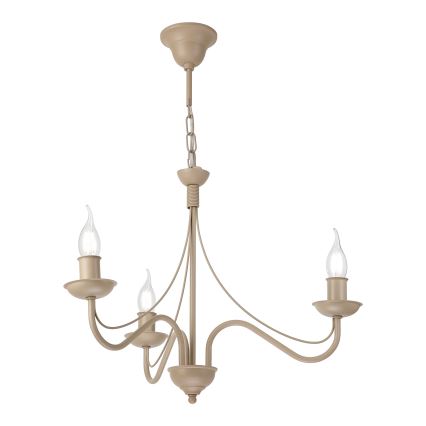 Elegante kroonluchter aan ketting ANTON, 3xE14/60W/230V, beige