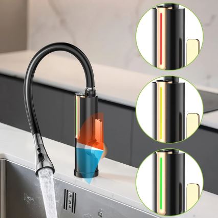 Elektrische doorstroomverwarmer met LED-display 3000W/230V IPX4 zwart/goud