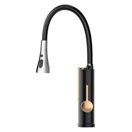 Elektrische doorstroomverwarmer met LED-display 3000W/230V IPX4 zwart/goud