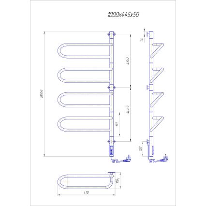 Elektrische draaibare handdoekdroger ELECTRA 120W/230V 100x44,5 cm RVS/chroom rechts