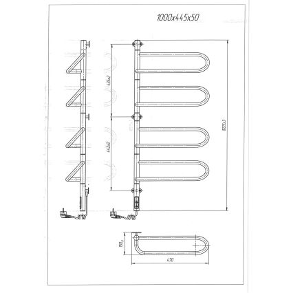 Elektrische draaibare handdoekdroger ELECTRA 120W/230V 102,5x47,5 cm RVS/chroom links