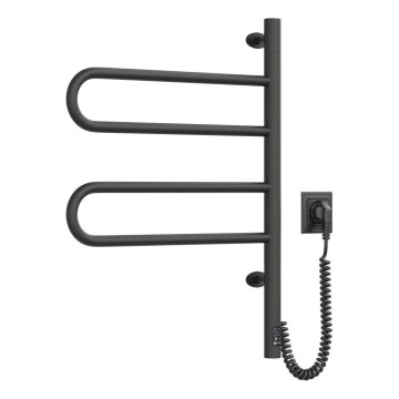 Elektrische draaibare handdoekdroger met thermostaat FOUETTE 60W 65x49 cm zwart