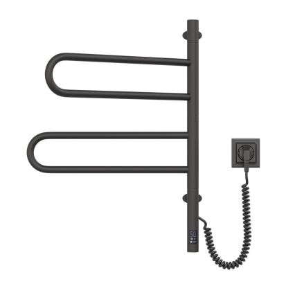 Elektrische draaibare handdoekdroger met thermostaat FOUETTE 60W 65x49 cm zwart