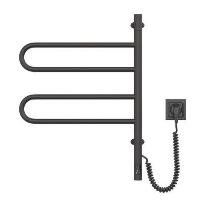 Elektrische draaibare handdoekdroger met thermostaat FOUETTE 60W 65x49 cm zwart