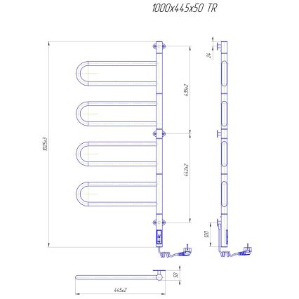 Elektrische draaibare handdoekdroger TRISTAR 105W/230V 100x44,5cm IP44 RVS/glanzend chroom