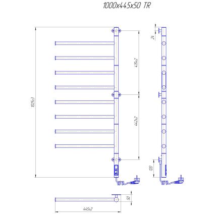 Draaibare elektrische handdoekdroger VEER 95W/230V 102,5x44,5 cm RVS / glanzend chroom